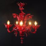 Rosso Veneziano 5 luci in vetro di Murano